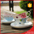 Kaffeehaus schöne Teetassen / moderne Blumenteebecher / hochwertige elegante Porzellankaffeetassen